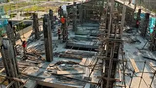 Panoramic view of formwork and columns#construction #materialsforbuildingabrickwall
