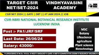 Project Associate or JRF/SRF Positions at CSIR National Botanical Research Institute, Lucknow, India