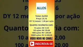 QUANTO RENDE OS DIVIDENDOS NA A&Ccedil;&Atilde;O DA ALLOS? #ALOS3 #a&ccedil;&otilde;es #dividendos