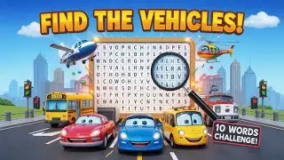 Find the Vehicles | Fun Word Search Puzzle for Kids | 10 Vehicle Names Challenge