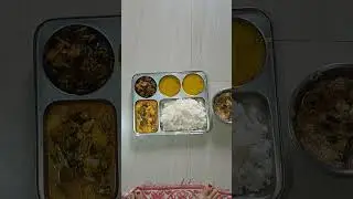 aji lunch re bhata, dali, Bhendi Tarkari,Alu, baigana, tamato poda 👌