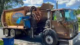 3 Republic Services Garbage Trucks Collecting Recycling 