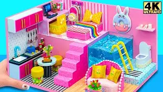 Building Super Aesthetic Pink Miniature House with Indoor Pool 💖✨ | DIY Miniature Cardboard House