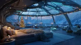 Futuristic Winter Paradise ❄️ Cozy Sci-Fi Christmas Ambience with Falling Snow | Work & Study
