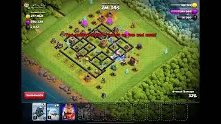 6 lightning spells, 58 ice minions and barbarian king vs town hall 8!