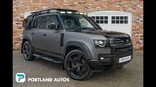 2022/72 LAND ROVER DEFENDER 110 D300 X-DYNAMIC SE IN SANTORINI BLACK WRAPPED IN A SATIN GREY WRAP
