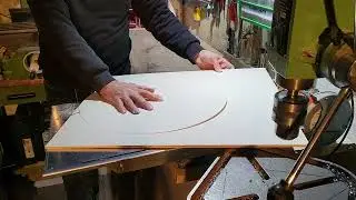 large circular cut with the space-saving Trenn-Biber 011+ in a small home workshop - viev on amazon