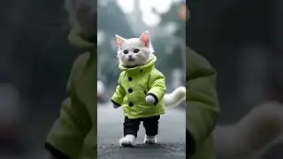 cat is wearing a winter dress and walking on the tree singing #catsong #catworld #catworkout #cat