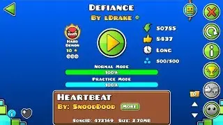 [GD] ANOTHER FREE DEMON 8) | DEFIANCE BY LDRAKE (DEMON) (ALL COINS) | GEOMETRY DASH 2.1