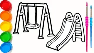 Drawing a Slide and Swing for kids | Easy drawing playground for kids & toddlers
