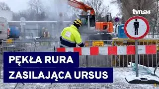 Pękła rura zasilająca dzielnicę Ursus w Warszawie. Pół tysiąca budynków bez dostaw ciepła