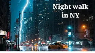 New York City Rain & Thunder: A Dark & Cozy Walk #NYCrain #ThunderstormVibes