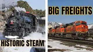 Huge Freight Trains + Historic Steam around Flagstaff, Arizona