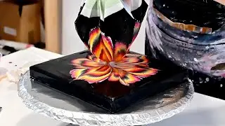 Reverse Flower Dip with Glue Pouring Medium ~ Fluid Art Tutorial ~ Abstract Flower Painting