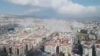 Buildings collapsed in Izmir Turkey due to 6.9 earthquake