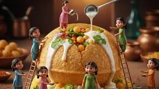 Giant Panipuri Making 🔥 Cartoon video | Animation video | Funny Video | Pani puri making | #cartoon 