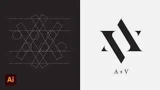 Cara membuat logo monogram inisial A V di adobe illustrator