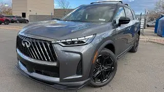 Infiniti QX60 Sport 2026 года &mdash; Цвет &laquo;Графитовая тень&raquo; &mdash; Крыша &laquo;Черный обсидиан&raquo; &mdash; Обзор автомобиля