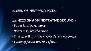 Pakistan Affairs - Creation of New Provinces in Pakistan by Ms. Saba Noor (PMS 2017) at TCA Online