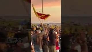 University students arrive at Galle Face Protest area amid cheers and loud applause