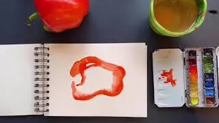 как нарисовать перец акварелью. watercolor red pepper sketch.
