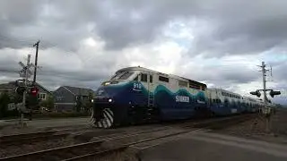 (SB) Sounder Train 910 (Seahawks Game Train) BLAST THROUGH Stewart Ave Private Railroad Crossing.