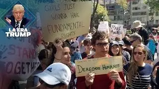 Ciudadanas estadounidenses marchan en la CDMX contra Trump