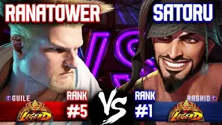 SF6 ▰ RANATOWER (#5 Guile) vs SATORU (#1 Rank Rashid) ▰ High Level Gameplay