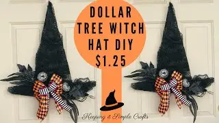 DOLLAR TREE HALLOWEEN WITCH HAT WREATH DIY USING LACE TABLE RUNNERS EASY & INEXPENSIVE TUTORIAL 🎃