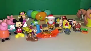 SURPRISE EGGS! Peppa Pig Jake Neverland Pirates Candy Cars Aladdin Sophia