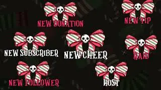 x7 GOTH SKULL BOWS Twitch Stream Alerts Christmas | Pop-ups | Spooky, Goth, Girly, Witch