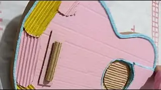 DIY CARDBOARD guitar continuation! 3 RAUND. #canlifeed#yotubecanlı#trending#satisfying#hanmade#cute#
