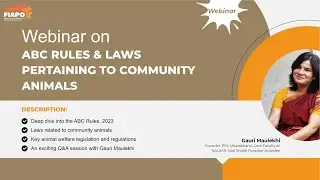 Webinar on &lsquo;ABC Rules & Laws Pertaining To Community Animals&rsquo; with veteran expert Gauri Maulekhi
