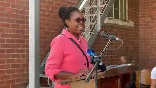 Treger Products Group Marketing Director, Sithokozile Ndlovu thanks BCC fire brigade