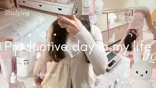 A productive day in my life🎀💗| studying, make up, sport | XO Mira