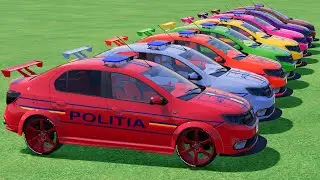 GO! POLICE CARS, AMBULANCE, FIRE TRUCK, COLORFUL CARS WITH TRUCK & TRAIN FARMING SIMULATOR 22! #70