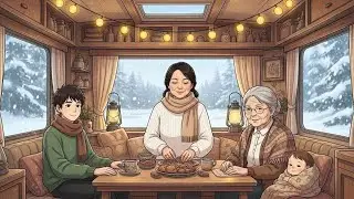 A Peaceful Snowy Night | Cozy Family Camping in a Mobile Home