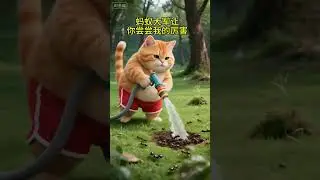 Ants attack on orange cat 🐱