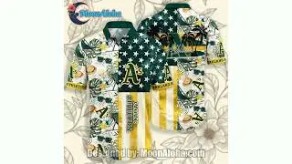 Oakland Athletics Summer America Flag Yellow Green Stylish Hawaiian Shirt