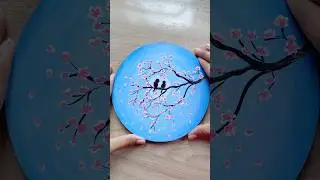 Easy painting idea on mdf board 🌸🩷🩵#shorts #artshorts #paintingideas #lovebirds