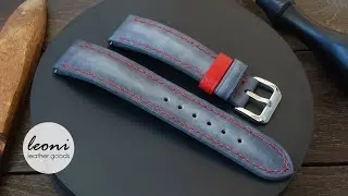 Handmade Gray & red watch strap