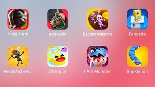 Ninja Hero,Assassin,Escape Masters,Fancade,HeroofArchery,String.io,I Am Monster,Snake.io