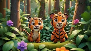 Three Tiny Tigers Tiptoe Slow | Jungle Animal Song for Kids | Nursery Rhymes and Toddler Learning