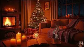 Midnight Cabin Ambience 🎄 Warm Jazz, Silent Snowfall & Gentle Fireplace for Deep Relaxation