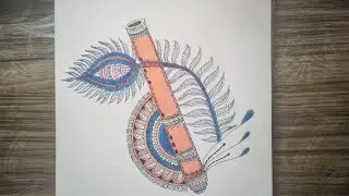 Bansuri Drawing with mandala art ||Drawing for beginner ||