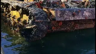 LIFTING OF GERMAN TANKS FROM THE SUNKEN SHIP 