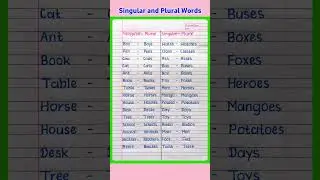 30 Singular and Plural | Singular and Plural 30 Words | Singular and Plural in English Grammar