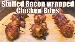 Кусочки курицы, фаршированные беконом #деньигры #закуски #едазакуски #барбекю