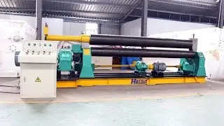W11-12X3000 metal sheet rolling machine, 12mm MS and SS plate veneer reeling bending machine
