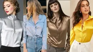 New arrival most beautiful silk satin top and shirt designs for women